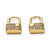 Brass Micro Pave Clear Cubic Zirconia Huggie Hoop Earrings EJEW-H121-17G-1