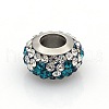 Nice Large Hole 304 Stainless Steel Polymer Clay Pave Two Tone Rhinestone European Beads CPDL-O002-01-2