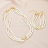 Letter V Alloy & Plastic Pearl Round Beaded Multilayer
Choker & Bracelets Sets FS-WG3C0FB-01-3