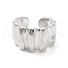 Brass Textured Open Cuff Rings for Women RJEW-D016-01P-2