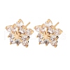 Flower Brass Micro Pave Cubic Zirconia Stud Earrings for Women EJEW-G428-28B-02-4