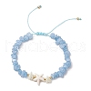 2Pcs Natural Aquamarine Chip Braided Bead Bracelets BJEW-JB11541-03-3