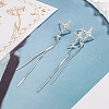 Star Brass Micro Pave Clear Cubic Zirconia Tassel Stud Earrings FS-WG16151-01-3