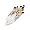 Glass Seed Beaded Tassels Pendants PALLOY-MZ00655-02-4