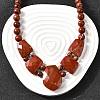 Natural Red Jasper Faceted Bib Graduated Beaded Necklaces for Women NJEW-B128-01O-1