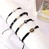 4Pcs 4 Styles Golden Alloy Link & Resin Beads Braided Bead Bracelets & Glass Beads Stretch Bracelets FS-WG3FBEF-06-1