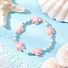 Dyed Synthetic Turquoise Beads & Natural Howlite Round Beads Stretch Bracelets for Women BJEW-JB11792-02-1