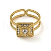 Ion Plating(IP) 304 Stainless Steel Rhinestone Square Finger Rings for Women Men STAS-Z060-01G-2