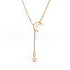 Alloy Cable Chain Moon & Star Lariat Necklaces for Women WG67D60-01-2