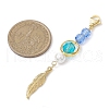 304 Stainless Steel Feather Pendant Decorations HJEW-JM02067-3