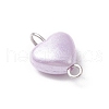 Imitation Pearl Acrylic Heart Connector Charms PALLOY-JF03916-02-4