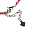 Natural & Synthetic Mixed Gemstone Heart Pendant Necklaces NJEW-G143-02-4