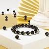 100Pcs 8mm Natural Golden Sheen Obsidian Round Beads DIY-LS0002-42-6