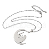 304 Stainless Steel Moon with Woman Pendant Necklaces for Ramadan & Eid Mubarak NJEW-D318-02P-4