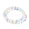 Macaron Color Dyed Natural Selenite Round Beaded Stretch Bracelet BJEW-D024-01A-1