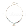 Natural Mixed Stone & Quartz Crystal Round Beaded Necklaces NJEW-JN05302-02-4