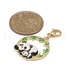 Round Ring with Panda Alloy Enamel Pendant Decorations HJEW-JM01042-4