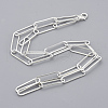Brass Flat Oval Paperclip Chain Necklace Making MAK-S072-08A-S-2