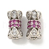 Rack Plating Brass Micro Pave Purple Cubic Zirconia Beads KK-L215-310A-P02-1