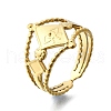 Rhombus with Evil Eye 304 Stainless Steel Cuff Finger Rings RJEW-V002-02G-2