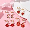Valentine's Day Alloy Enamel Dangle Stud Earrings with Brass Pins EJEW-JE05374-2