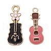 30Pcs 5 Style Light Gold Plated Music Theme Alloy Enamel Pendants ENAM-ZZ0001-08LG-4