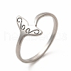 201 Stainless Steel Whale Tail Open Cuff Ring for Women RJEW-K239-01P-1-3