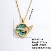 Fashionable Brass Pave Natural Paua Shell & Clear Cubic Zirconia Pendant Necklaces for Daily Parties QO9830-1-2