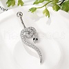Alloy Rhinestone Snake Curved Barbell Belly Rings AJEW-R007-03P-02-3