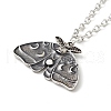Alloy Moon Phase Moth Pendant Necklace NJEW-G056-04AS-1