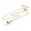 201 Stainless Steel Micro Pave Cubic Zirconia Pendants Necklace for Women NJEW-B110-01G-01-2