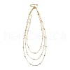 304 Stainless Steel Ball Snake Chain 3 Layer Necklaces for Women NJEW-V012-04G-4