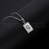 Rectangle Stainless Steel Pave Natural White Shell Pendant Necklaces FS-WG3D812-17-1