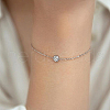 S925 Sterling Silver Micro Pave Clear Cubic Zirconia Round Pendant Necklaces & Bracelets & Ear Threads Sets for Women SA9536-4-7