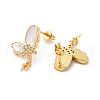 Brass Micro Pave Cubic Zirconia Shell Stud Earrings Findings KK-D363-01E-G-2