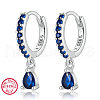 925 Sterling Silverr Micro Pave Cubic Zirconia Geometric Teardrop Hoop Earrings JL9080-12-1