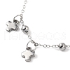 304 Stainless Steel Cable Chain Cross Tassel Anklets for Women AJEW-AN00678-3