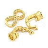 Rack Plating Brass Micro Pave Clear Cubic Zirconia Fold Over Clasps KK-F089-20G-2