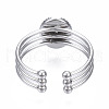 304 Stainless Steel Open Cuff Finger Ring Cabochon Settings STAS-T060-07P-2