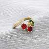 Brass Micro Pave Cubic Zirconia Finger Rings for Women RJEW-U057-13G-02-1