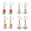 4 Pairs 4 Colors Tulip Flower Lampwork Dangle Earrings EJEW-JE05526-S-1