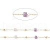 Natural Amethyst Square Beaded Chains AJEW-J035-02G-09-2
