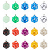 20pcs 10 colors Resin Polyhedral Dice Pendants FIND-TA0001-93-2