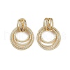 Multilayer Ring Brass Micro Pave Clear Cubic Zirconia Stud Earrings EJEW-S275-02G-4