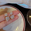 Square Alloy Crystal Rhinestone Dangle Stud Earrings FS-WG1452E-01-3