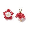Cylinder Seed Beaded Flower Pendants PALLOY-MZ00705-03-3
