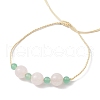 Round Natural Malaysia Jade & Rose Quartz Beaded Necklace & Bracelet & Dangle Earring Sets SJEW-JS01333-7