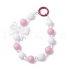 4Pcs Acrylic Bowknot & Glass Round Beads Pendant Decorations HJEW-JM03324-3