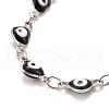Enamel Heart with Evil Eye Link Chains Bracelet BJEW-P271-07P-03-2