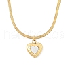 Ion Plating(IP) 304 Stainless Steel & Shell Heart Pendant Flat Snake Chain Necklaces for Women NJEW-F328-07G-1
